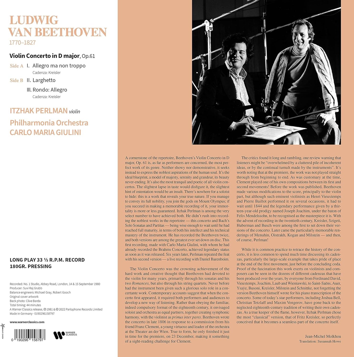 Beethoven - Violin Concerto by Itzhak Perlman [Vinyl LP]