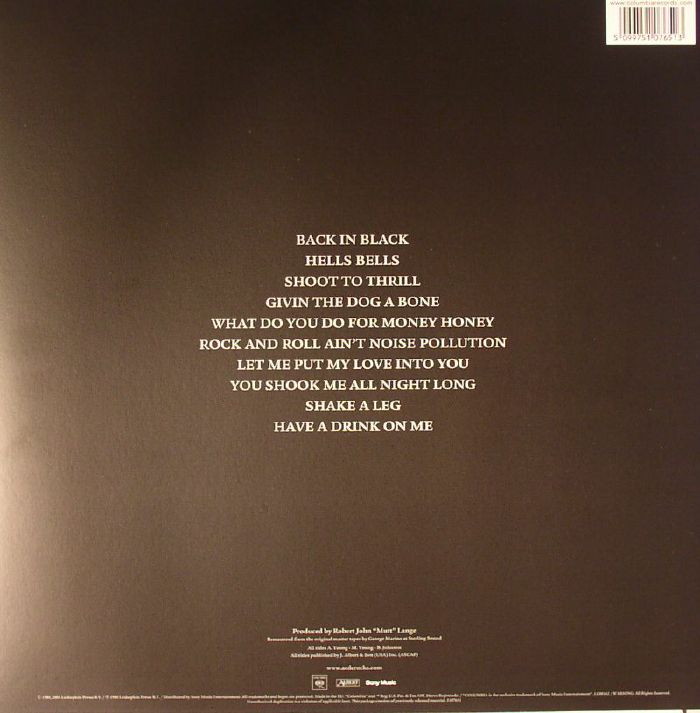 AC/DC – Back In Black (Remastered Reissue) [LP Vinyl]