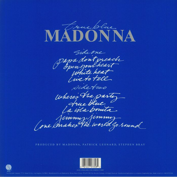 Madonna – True Blue [Limited 180 gram Vinyl LP + Poster]