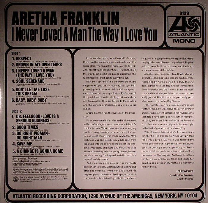Aretha Franklin – I Never Loved A Man (Mono) [180 Gram Vinyl LP]
