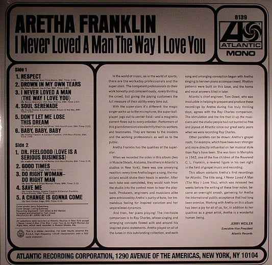 Aretha Franklin – I Never Loved A Man (Mono) [180 Gram Vinyl LP]