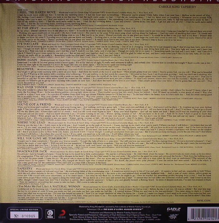 Carole King – Tapestry (Mobile Fidelity Sound Lab LIMITED Edition) [180 Gram Vinyl LP]