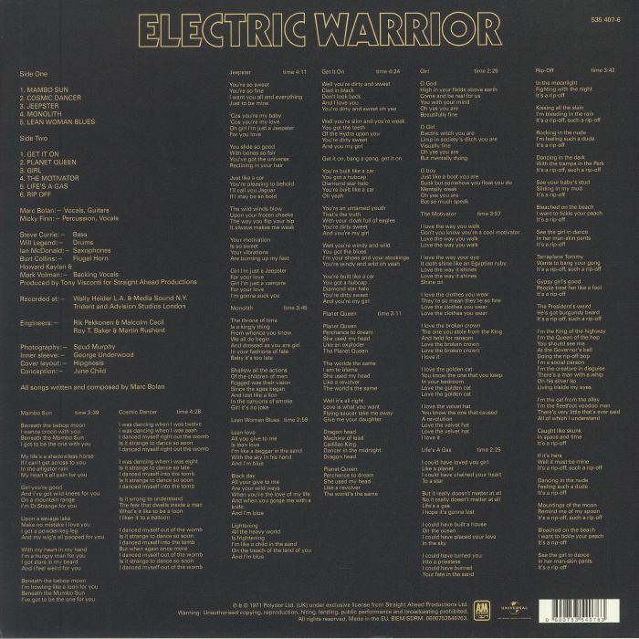 T. Rex – Electric Warrior (Remastered Edition) [180g LP Vinyl]