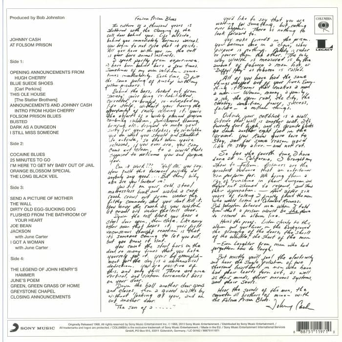 Johnny Cash – At Folsom Prison (Expanded Remastered Edition) [2xLP Vinyl (180g Heavyweight, Gatefold Sleeve + 16-Page Booklet + MP3 Download Code)]
