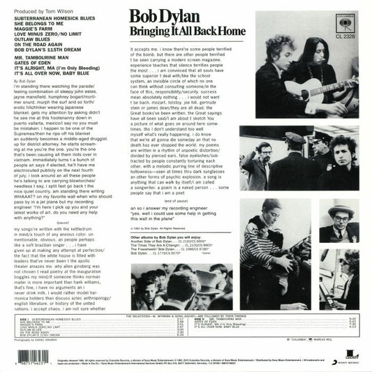Bob Dylan – Bringing It All Back Home (Legacy Vinyl Remastered Edition) [180g LP Vinyl Mono]