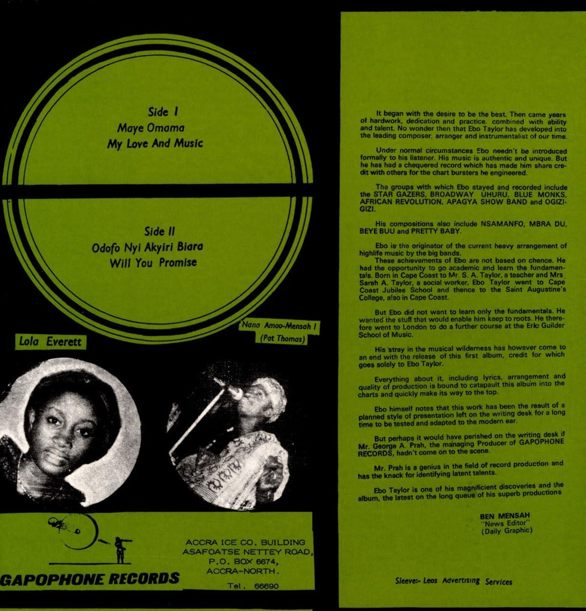 Ebo Taylor - My Love and Music [Vinyl LP] Back