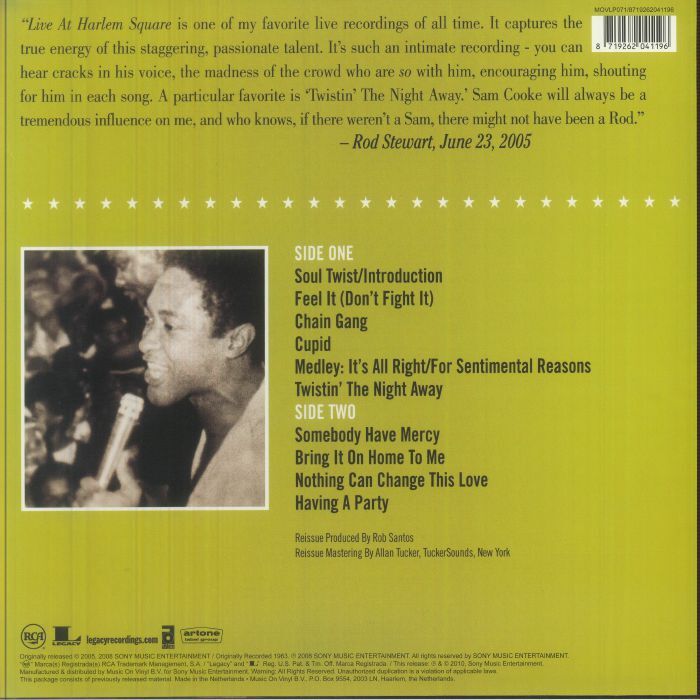 Sam Cooke – Sam Cooke Live At The Harlem Square Club (One Night Stand!) Rear Cover