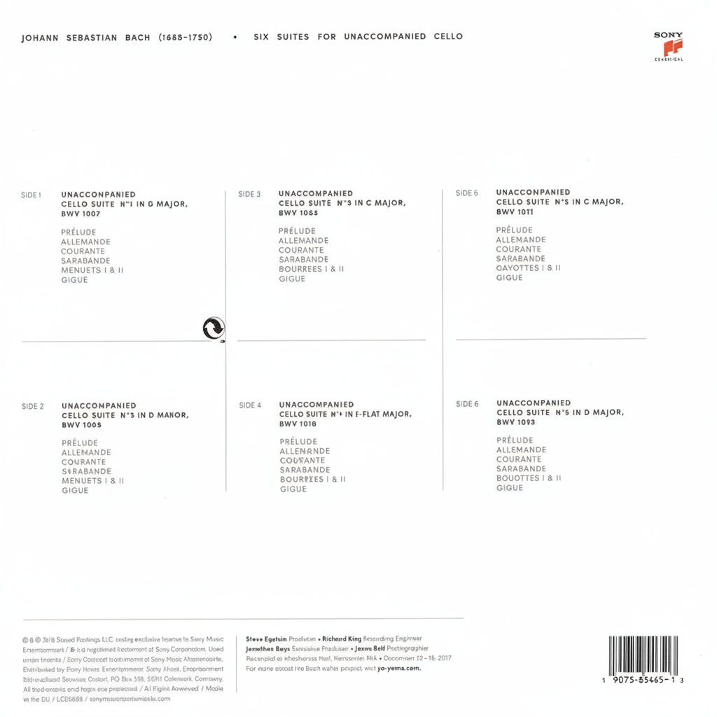 Yo-Yo Ma: Six Evolutions - Bach Cello Suites [Vinyl 3xLP] rear cover