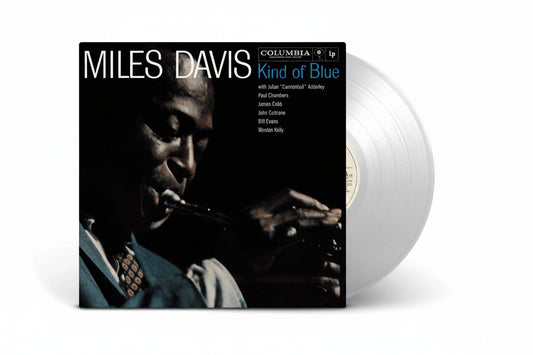Vinyl record with Miles Davis cover featuring a saxophonist playing.